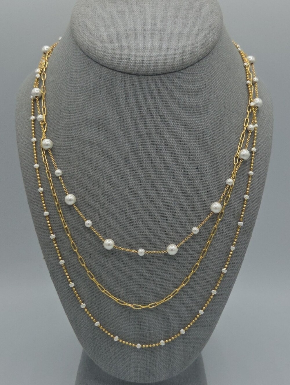 5 for $25! J. Crew Gold Tone and White Pearl Layered Necklace